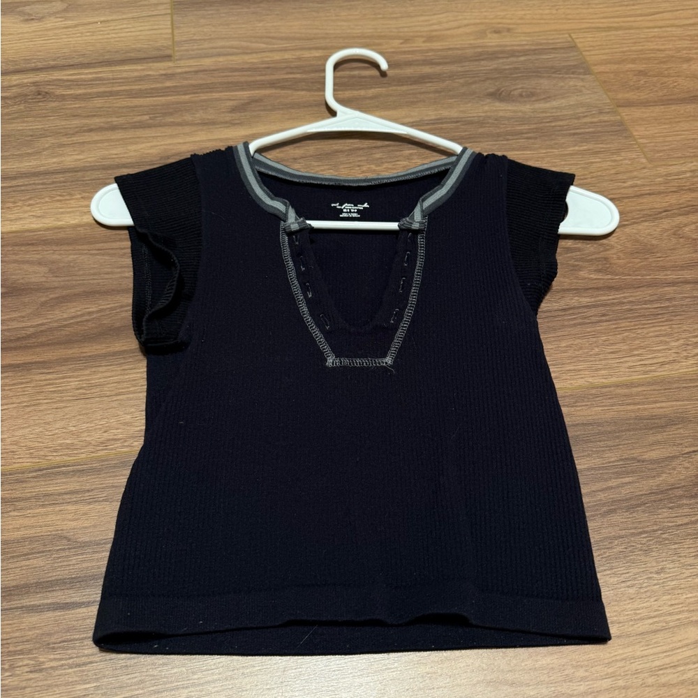 Urban Outfitters Black Crop Top with Gray Trim